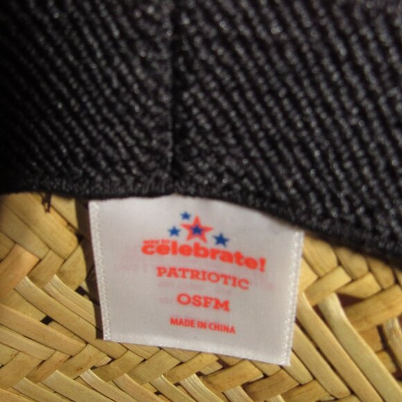 Woven Straw Patriotic Hat One Size with Eagle and Strap - Picture 2 of 5